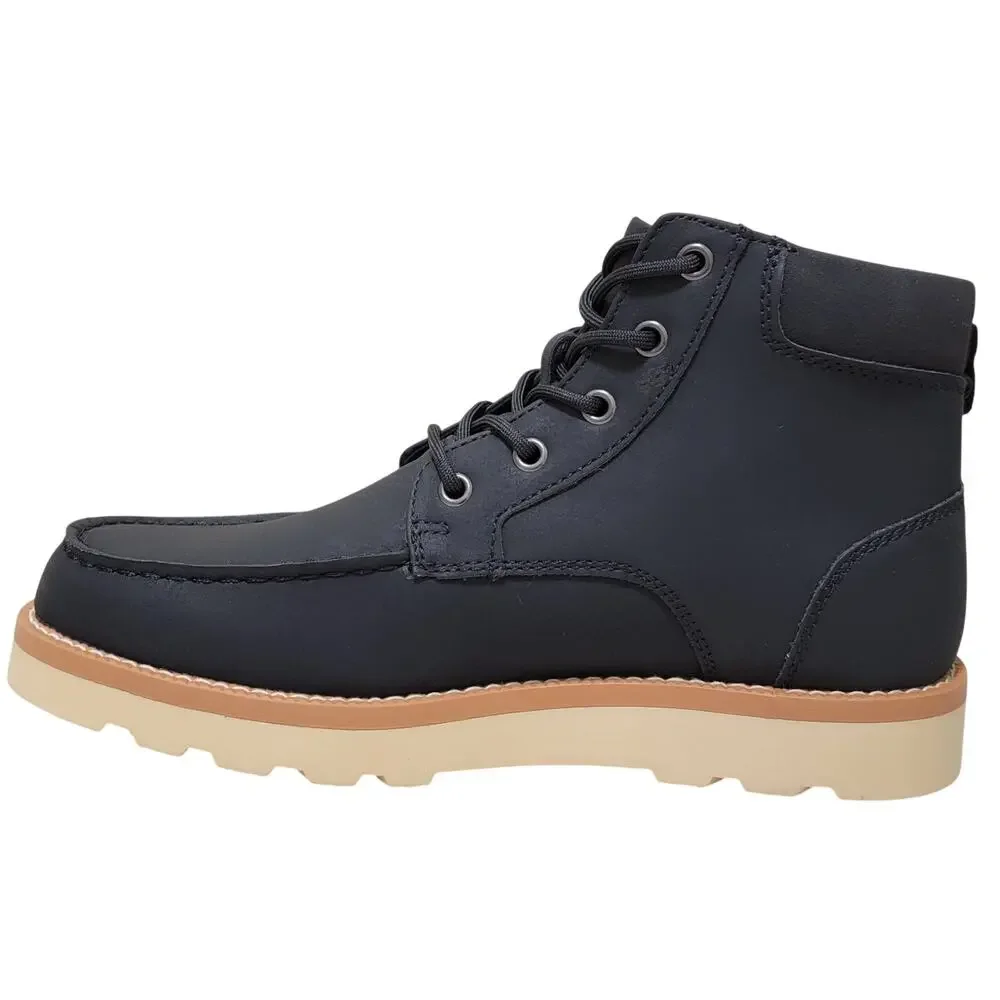 Club Room Moc Toe Faux Leather Combat Hiking Boots Clifton Size US 7.5M Black